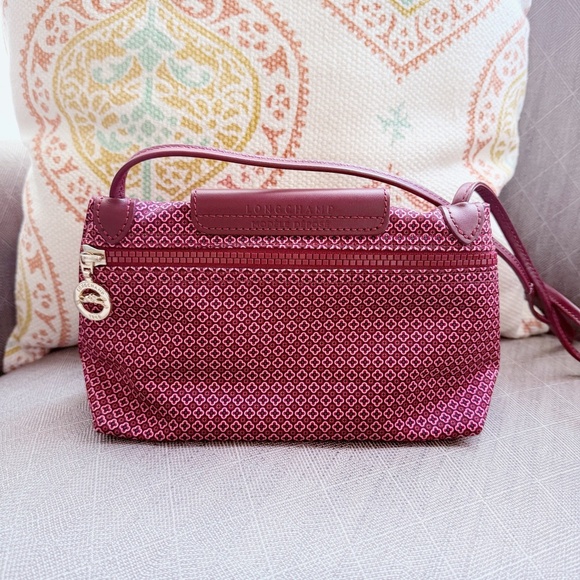Longchamp Le Pliage Nylon Mini Crossbody Bag, Dandy Print, Fig Bordeaux - Picture 2 of 9